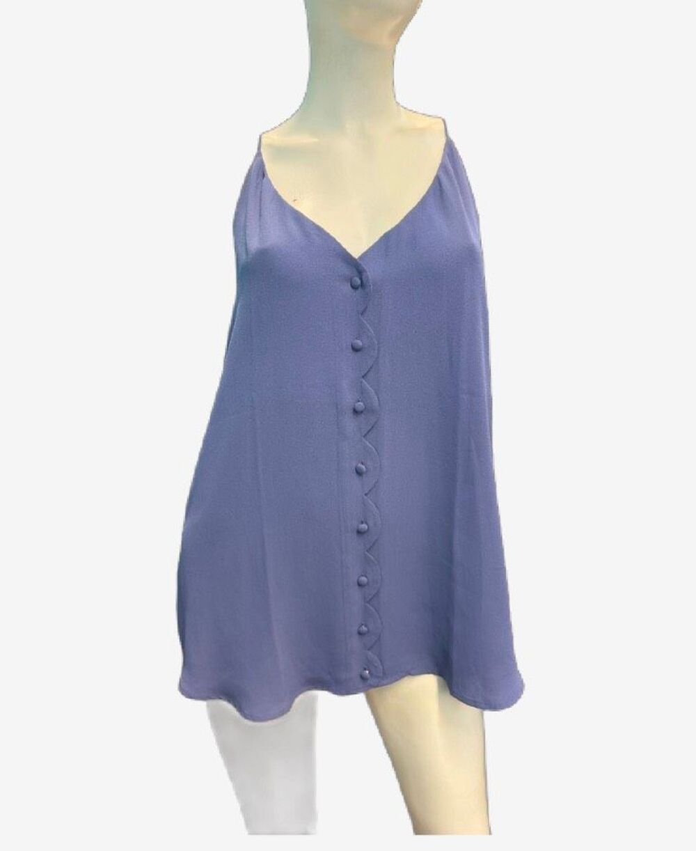 LOFT Periwinkle Blue Button Down Dleeveless Blouse Women’s Size Large NEW WITH T